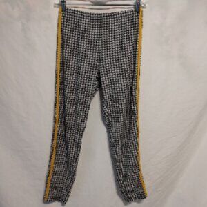Leggings for Women Black and white checkered/Yellow Stripe